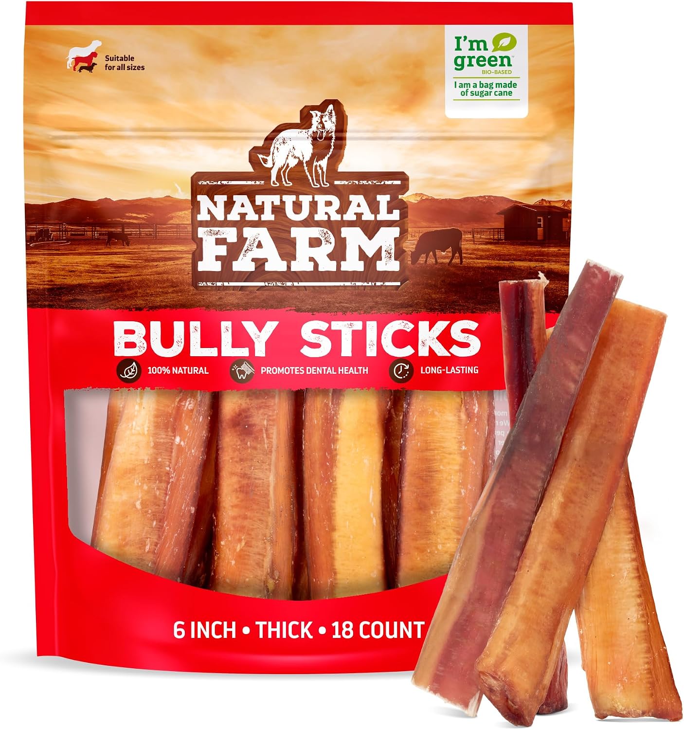 Natural Farm Odor-Free Thick Bully Sticks (6", 5-Pack) All-Natural Long-Lasting Dog Chews, 100% Beef Pizzle, Grass-Fed, Grain-Free, Protein for Muscle Development & Energy, Perfect for Medium Chewers - Image 10