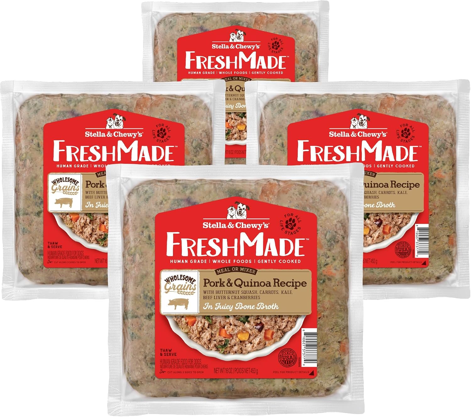 Stella & Chewy's FreshMade Frozen Fresh Grain-Free Chick-a-Lick'n Dog Food, 16-oz Pouch (Pack of 4) - Image 12
