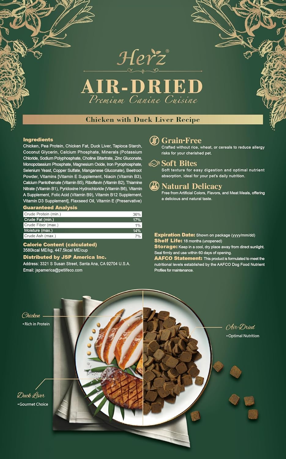 Herz premium canine cuisine air-dried raw alternative kibble texture