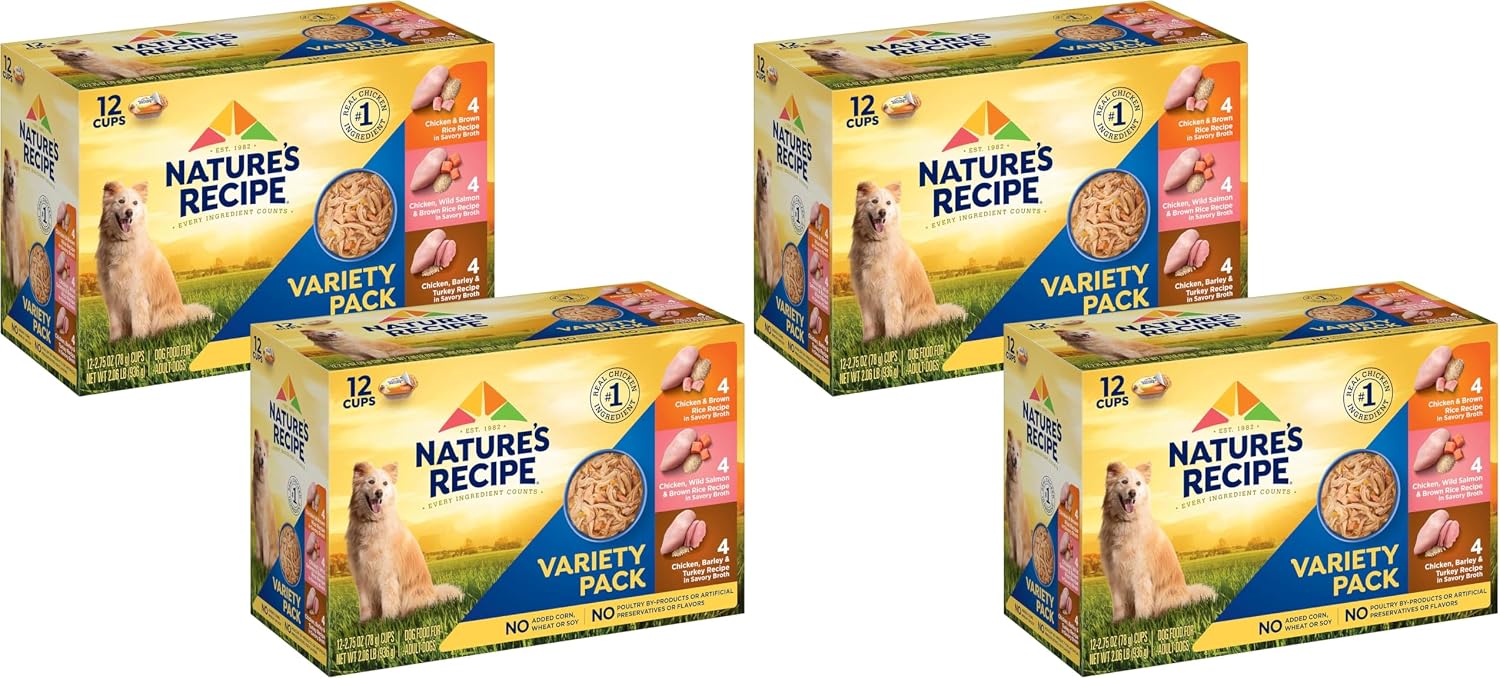 Nature's Recipe Chicken, Salmon and Turkey Recipes Variety Pack Wet Dog Food, 12-2.75 oz. Cups, 2 Count - Image 12