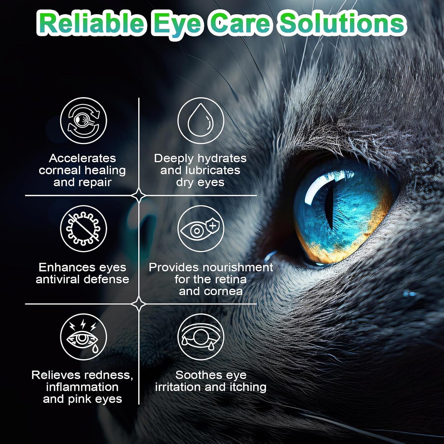 Mekseks pet eye drops for dry eyes and irritation being applied to a cat