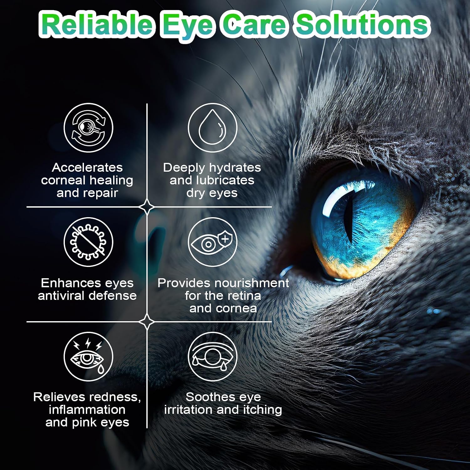 Mekseks pet eye drops for dry eyes and irritation being applied to a cat