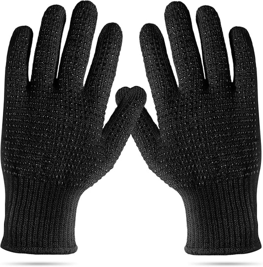 Sopito heat resistant gloves front view showing premium black fabric material.