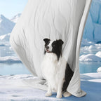 Lightweight breathable summer cold pet blanket being folded for travel