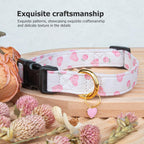 Adjustable cotton dog collar with heart design for small dogs