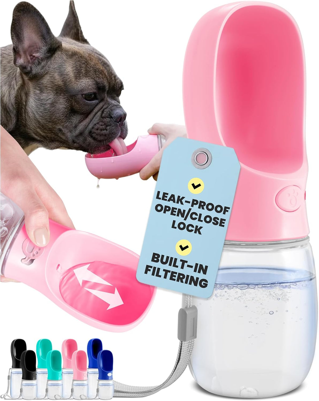MalsiPree Dog Water Bottle Dispenser - 12 oz Blue - Leak-Proof Lock & One-Hand Operation - Dog Water Bowl Dispenser - Pet Travel Bottle with Built-in Bowl for Trail Hiking, Park Visit & Beach Days - Image 15