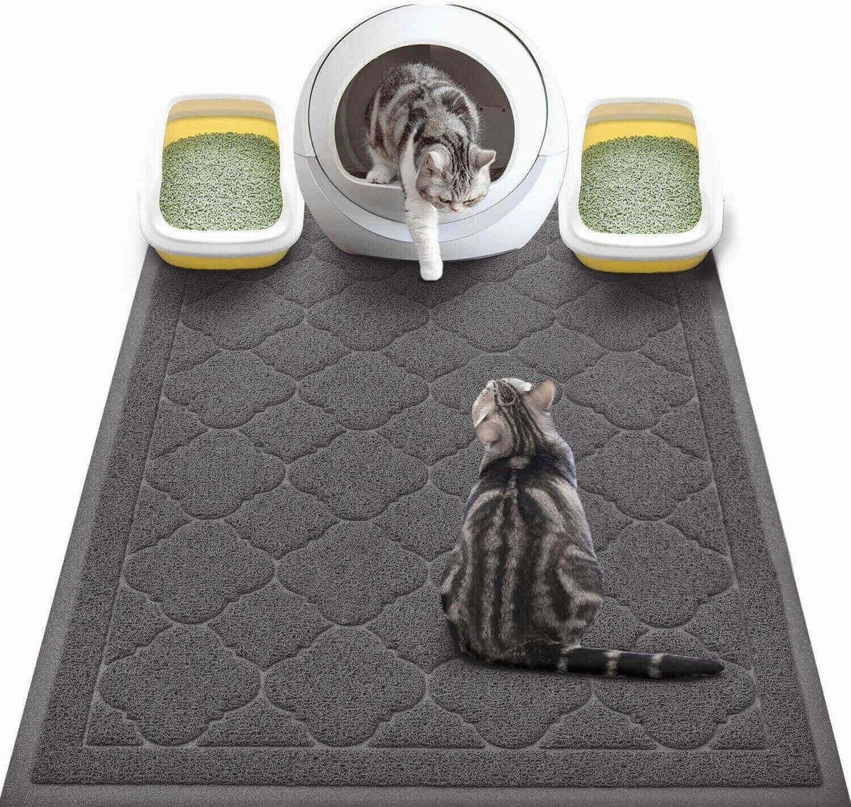 WePet Cat Litter Box Mat, Kitty Premium PVC Pad, Durable Trapping Rug, Phthalate Free, Urine-Resistant, Scatter Control, XXL 47 x 36 Inch, Grey - Image 15