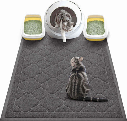 WePet Cat Litter Box Mat, Kitty Premium PVC Pad, Durable Trapping Rug, Phthalate Free, Urine-Resistant, Scatter Control, XXL 47 x 36 Inch, Grey - Image 15