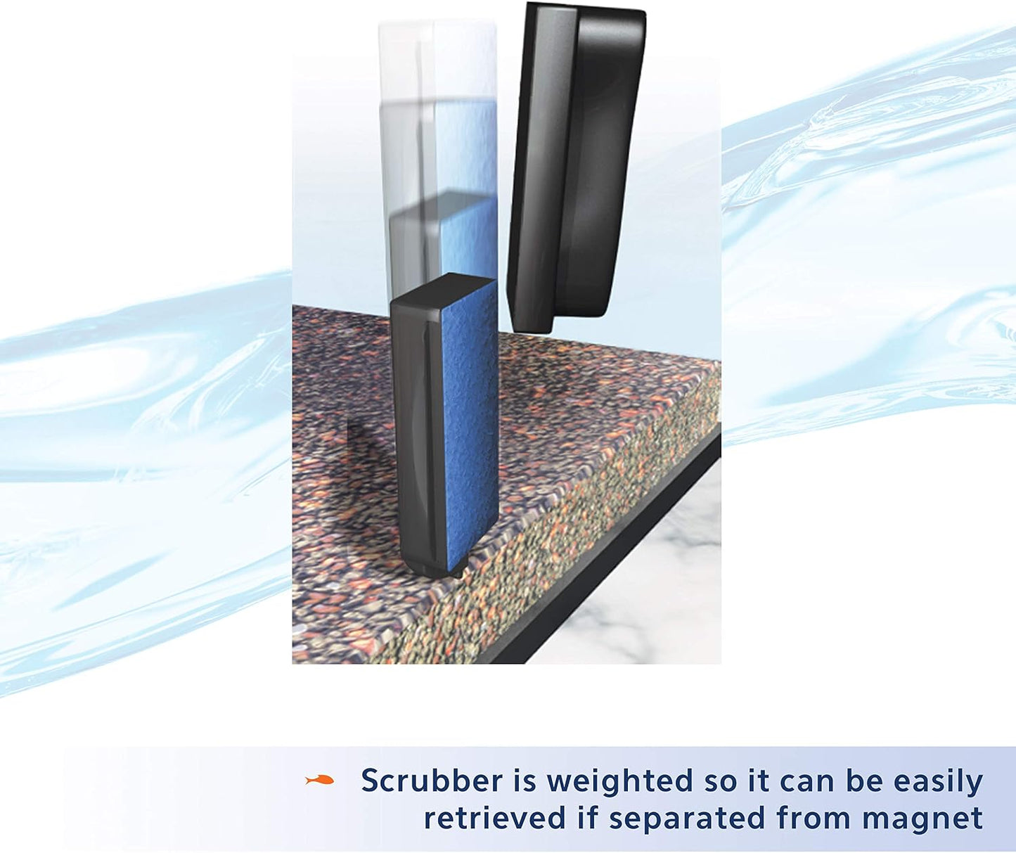 Aqueon premium imported aquarium maintenance tool showing the unique bowed bottom design for curved edges.