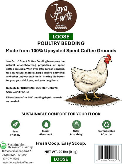 Coffee Bedding for Chickens Loose Upcycled Coffee Grounds Poultry Litter for Coops & Brooders, Natural Clumping & Odor Control, 20 lbs - Image 9