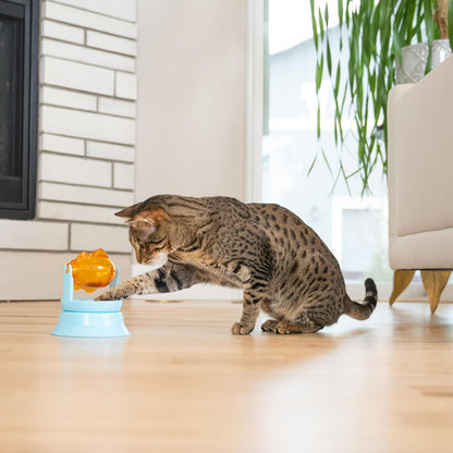 Catstages USA imported puzzle feeder toy positioned on the floor for standalone feline play.