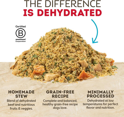Only Natural Pet beef recipe bag showing grain-free benefits