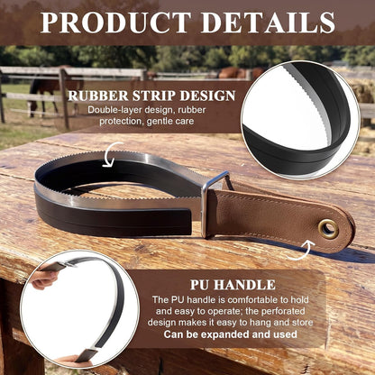 Sosoport equine grooming tool with rubber edge
