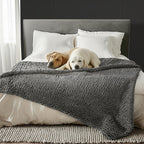 Absorbent microfiber pet mat being placed on a leather couch