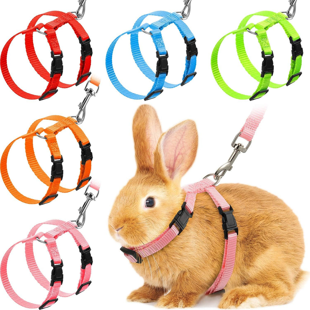 Outus adjustable rabbit harness front view showing colorful nylon vest design.