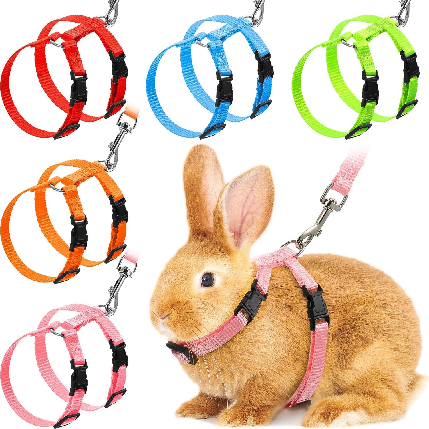 Outus 5 Pieces Adjustable Rabbit Harness and Leash Set Front View
