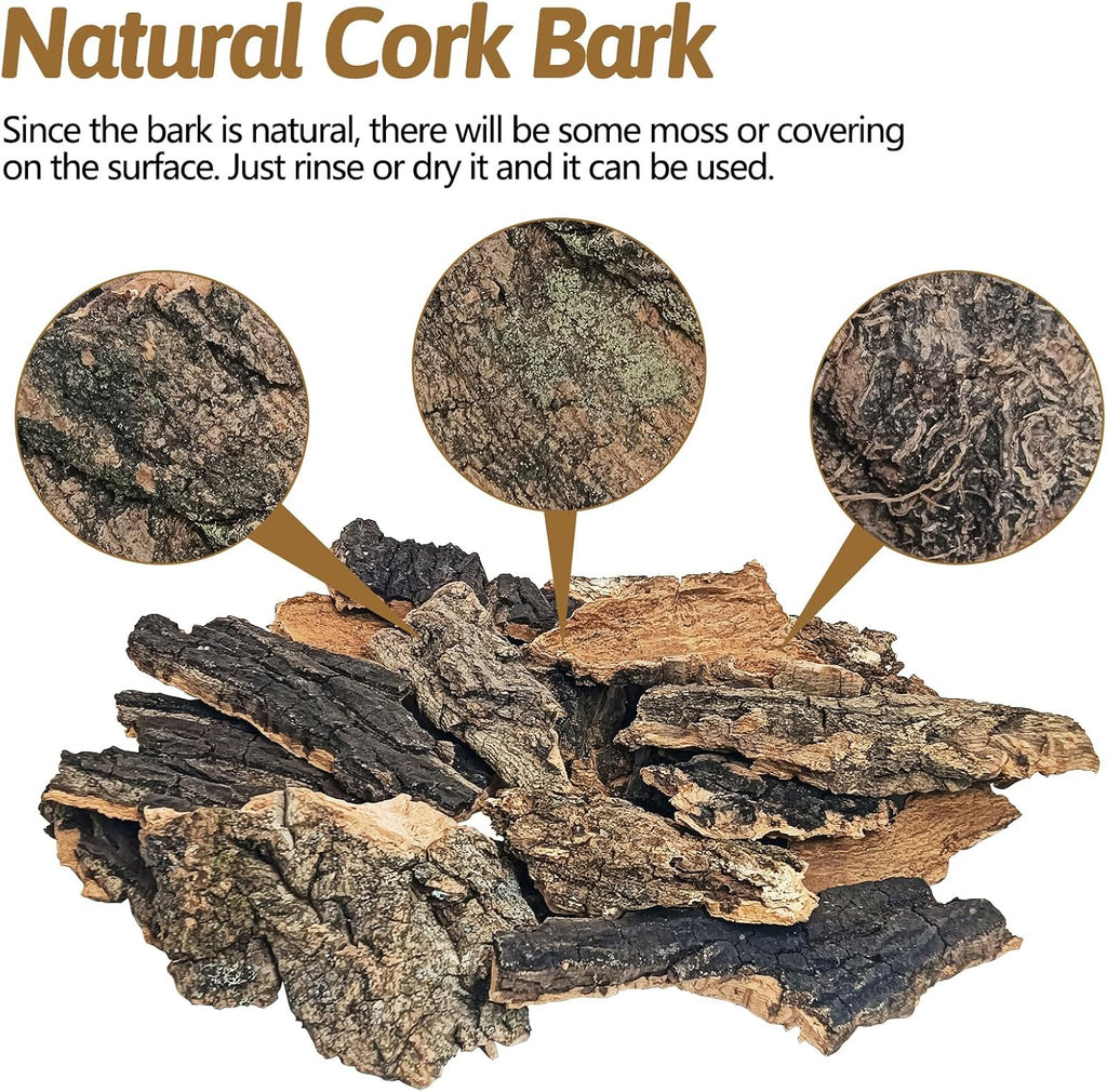 Safe sized flat cork substrate wood pieces laid out to prevent pet ingestion.