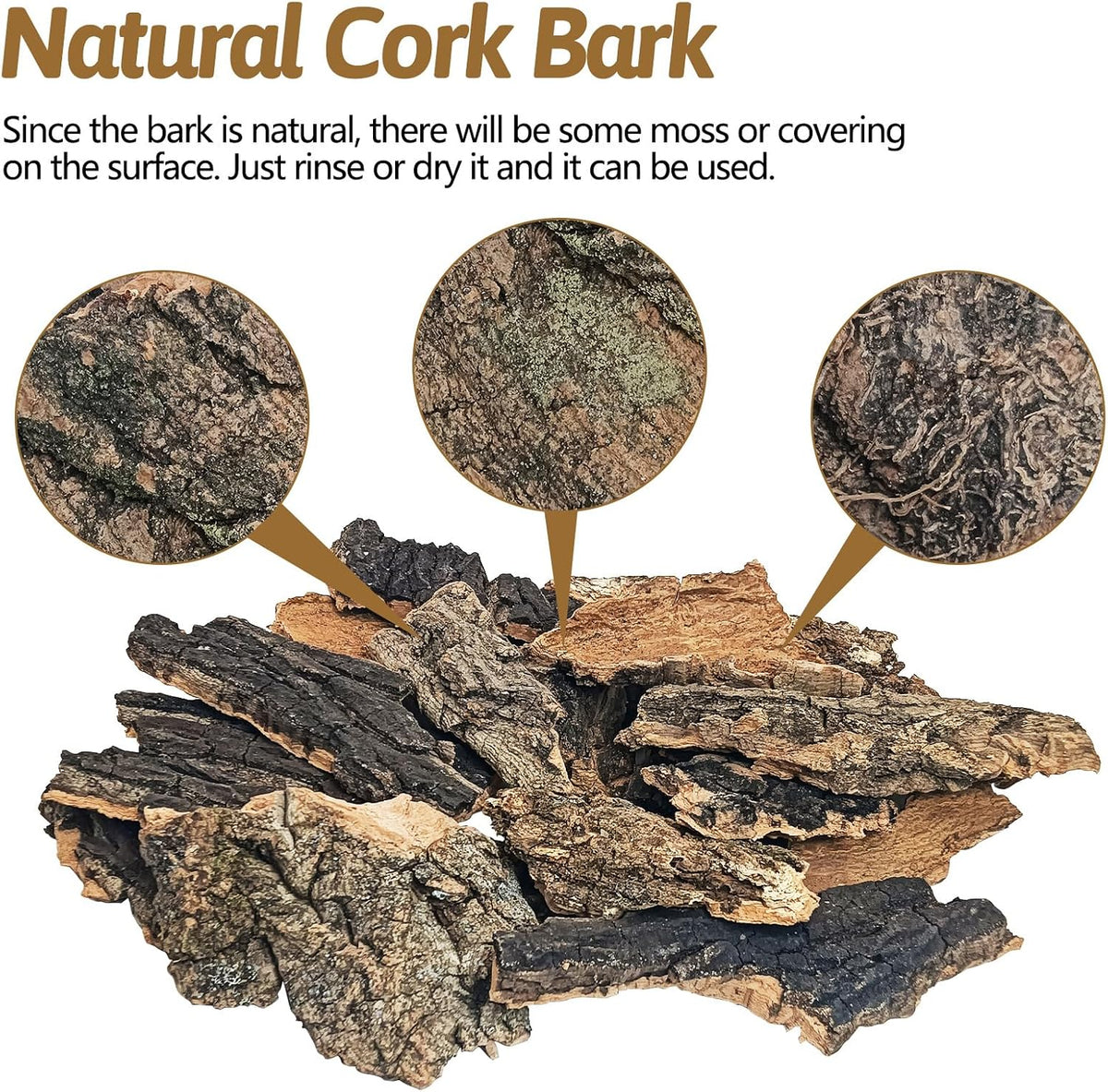 Safe sized flat cork substrate wood pieces laid out to prevent pet ingestion.