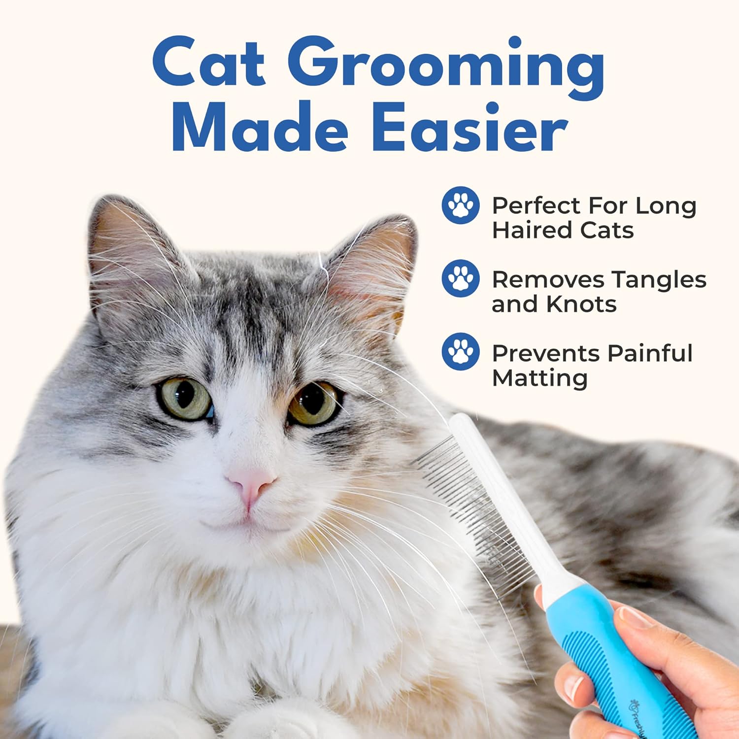 Premium Freshly Bailey pet detangling comb showing solid stainless steel construction for heavy undercoats
