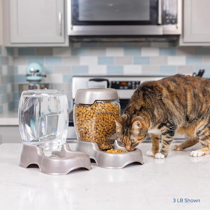Petmate Pet Cafe Feeder pearlescent tan finish dry food storage station for multi-pet homes