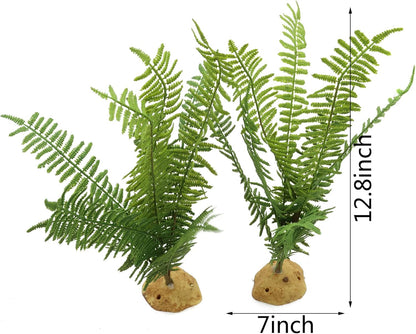 Close up of JIHAQUA reptile plastic fern foliage texture