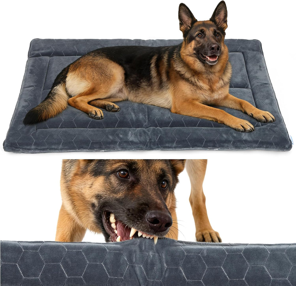 Chew Proof Dog Mat - Indestructible Durable Kennel Mat for Aggressive Chewers, Machine Washable, Chew Proof Dog Crate Pad with Reinforced Corners, Indoor Use for Medium Dogs, Grey, 35"x22" - Image 9