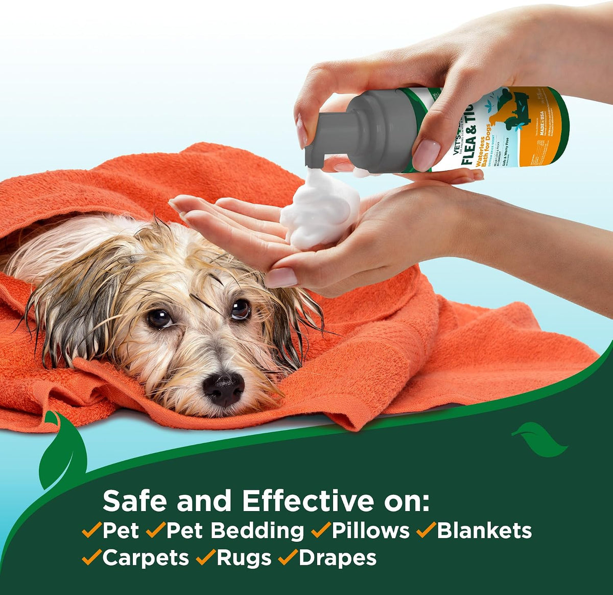 Natural pest prevention foam for dogs twelve weeks and older