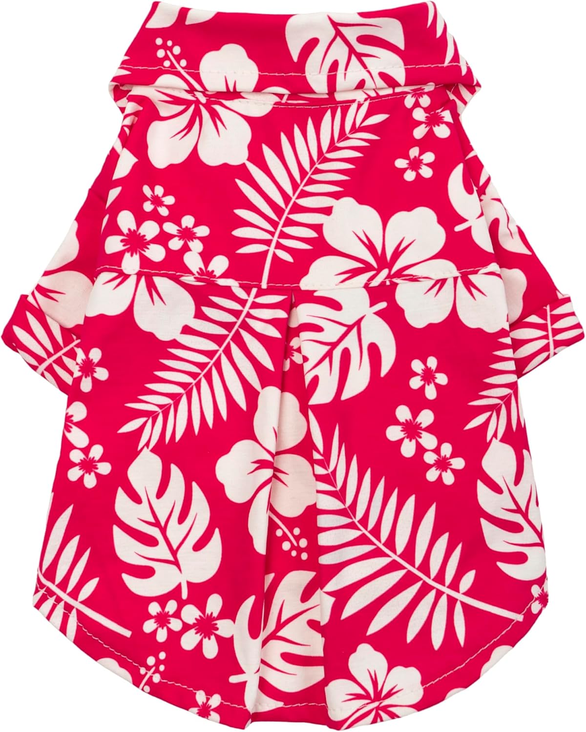 Fitwarm Hawaiian floral dog shirt front view red and white