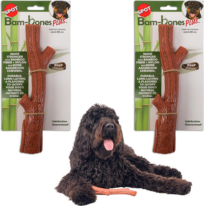 SPOT Bam-Bones Plus Branch -Bamboo Fiber & Nylon, Durable Long Lasting Dog Chew for Aggressive Chewers - Great Toy for Adult Dogs & Teething Puppies Under 60lbs, Non-Splintering, 5.75in, Beef Flavor - Image 14