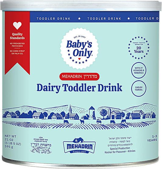 Baby's Only Organic Toddler Nutritional Drink front view can of milk based formula for kids.