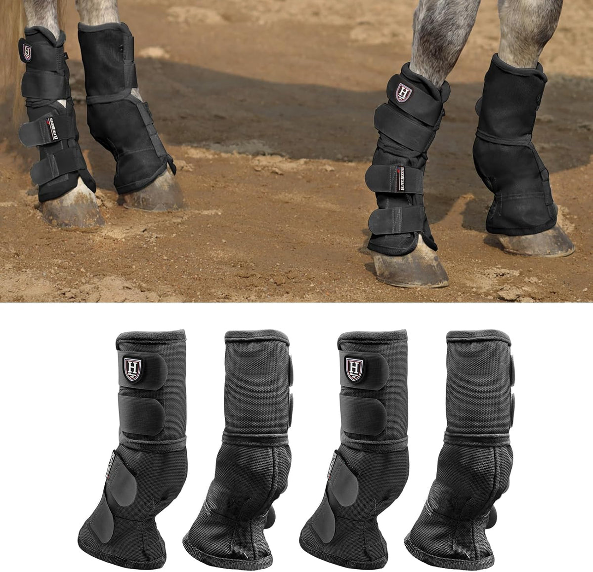 Harrison Howard Horse Fly Boots Perfect Contoured Fit Leg Guards Dense Mesh Boots with Ventilated Comfort Reliable Protection from Summer Elements Set of 4 Mint L - Image 10