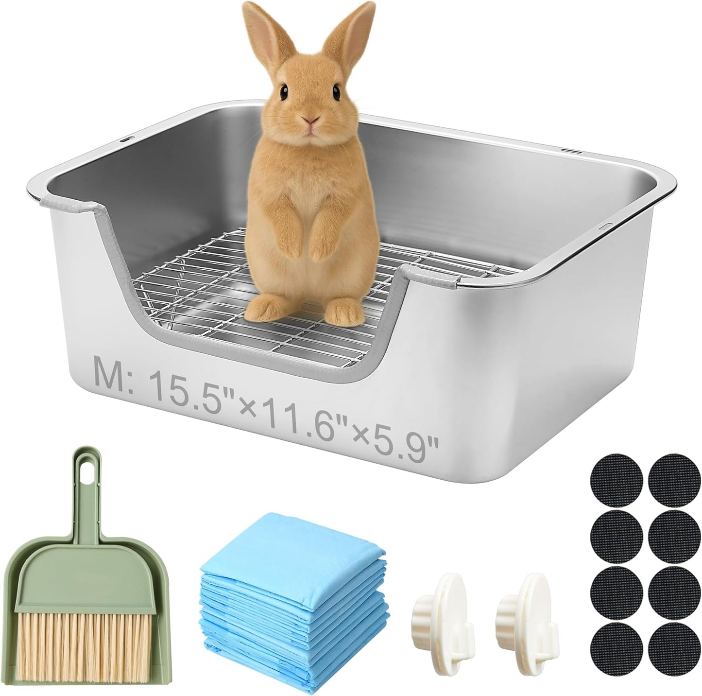Sorstrem stainless steel sifting rabbit litter box front view
