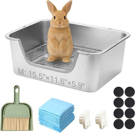 Sorstrem stainless steel sifting rabbit litter box front view