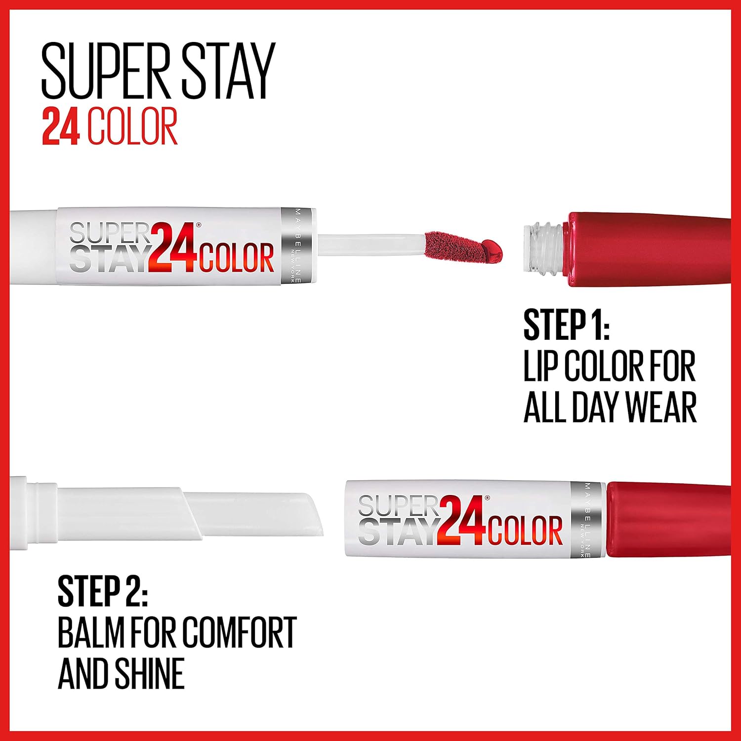Authentic USA imported Maybelline SuperStay 24 Hour transfer proof lipstick packaging.