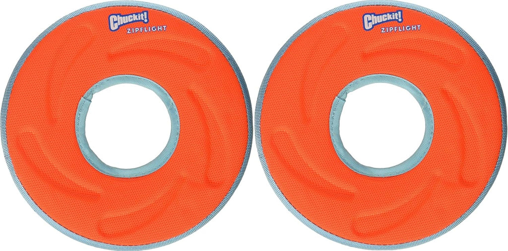 Durable orange Chuckit! Zipflight frisbee for outdoor dog play