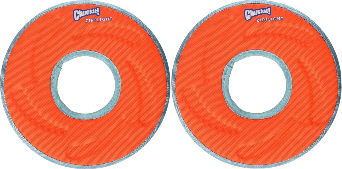 Durable orange Chuckit! Zipflight frisbee for outdoor dog play