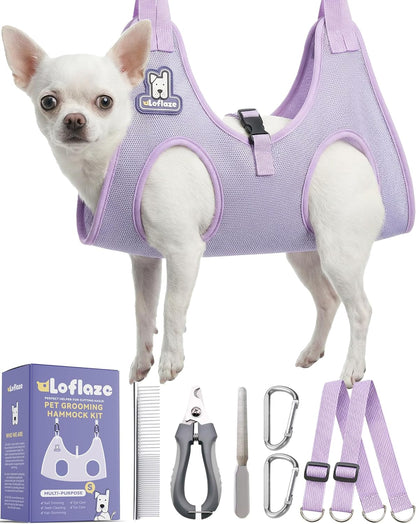Loflaze Dog Grooming Hammock Harness for Dogs & Cats with Pet Nail Clipper Trimmer - Cat Hanger Sling for Trimming Clipping Nails- Dog Hammock Restraint Bag for Small Medium Large pet Grey S - Image 10