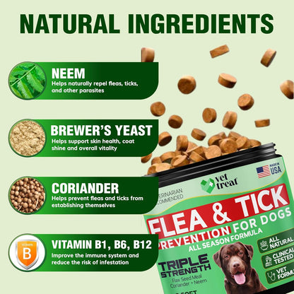 Vet Treat authentic USA dog tick prevention supplement premium bottle