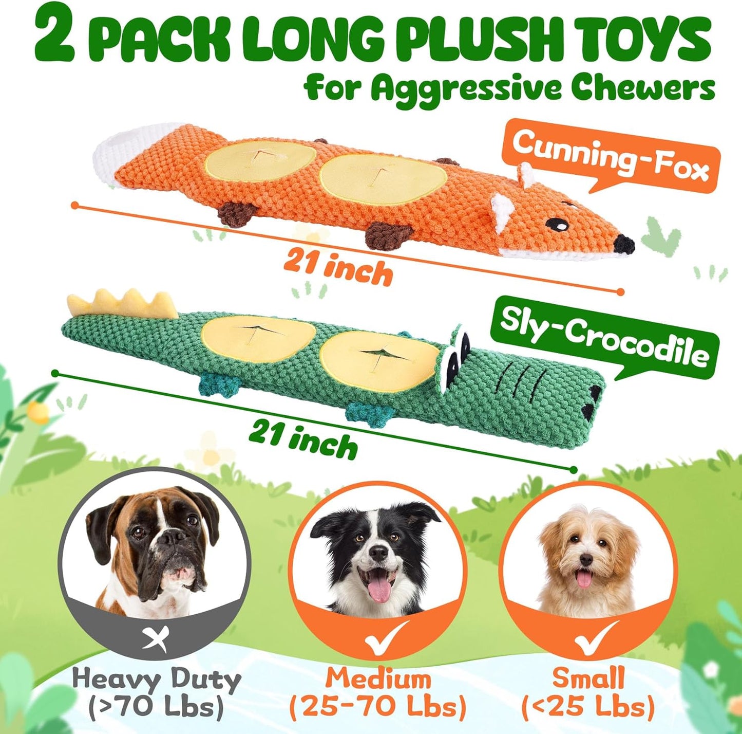 XIUGOAL stuffing free interactive crocodile plush toy for small breeds
