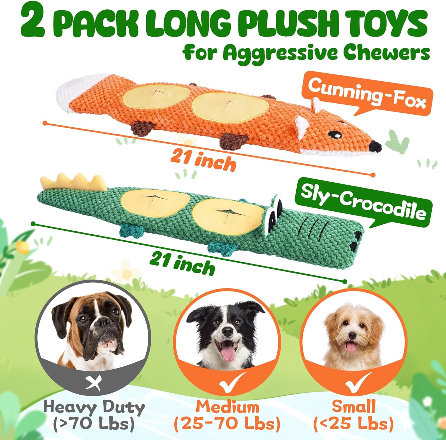 XIUGOAL stuffing free interactive crocodile plush toy for small breeds