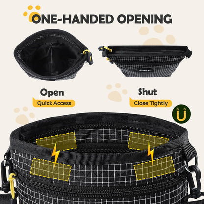 Side profile of Agptek dog walking pouch showing poop bag dispenser