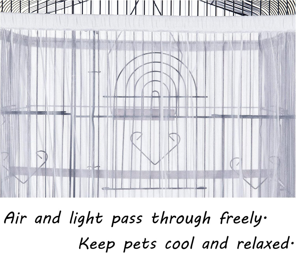 Tamu style Bird Cage Seed Catcher, Stretchy Mesh Skirt, 55-100 inch, White - Image 3