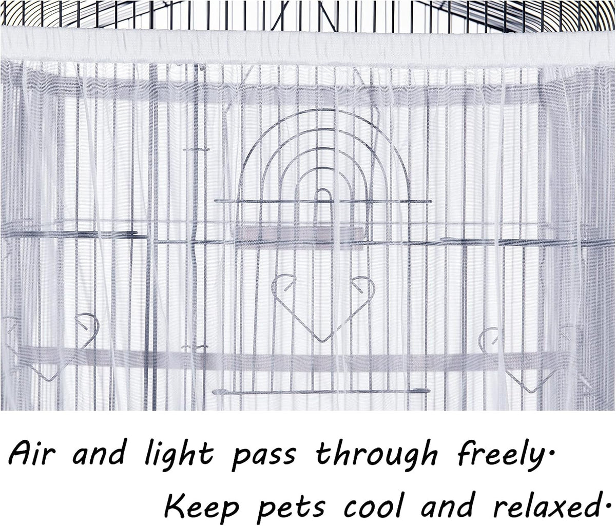 Tamu style Bird Cage Seed Catcher, Stretchy Mesh Skirt, 55-100 inch, White - Image 3