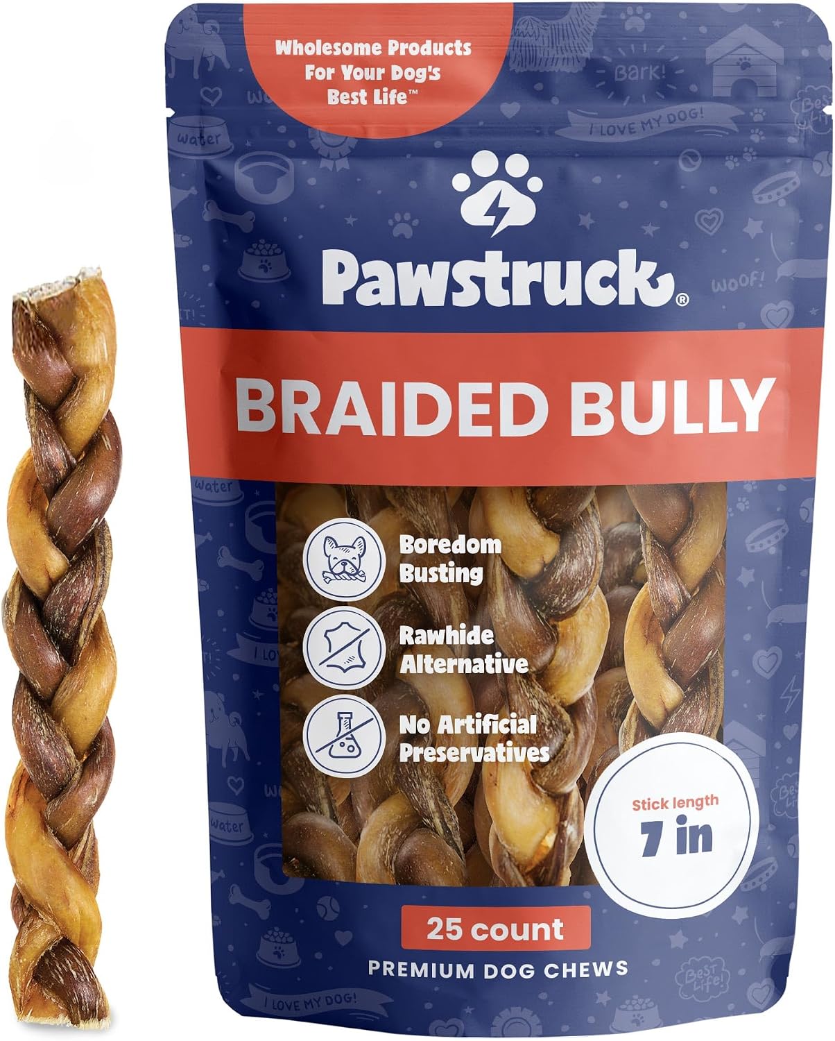 Pawstruck Natural 12" Braided Bully Sticks for Dogs - Tough, Long-Lasting, Rawhide-Free, Low-Odor, Single Ingredient Chew Treat for Aggressive Chewers - 5 Count - Packaging May Vary - Image 10