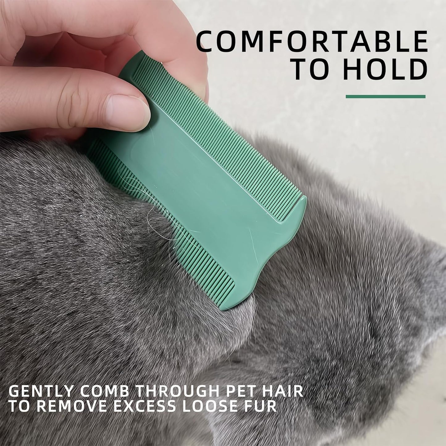 Green Pet Double-Sided Flea Comb Set 3 Pack Dog Lice&Tick Comb Cat Fine&Wide Tooth Comb for Dogs and Cats Remove Loose Hair Dirt Fleas - Image 3