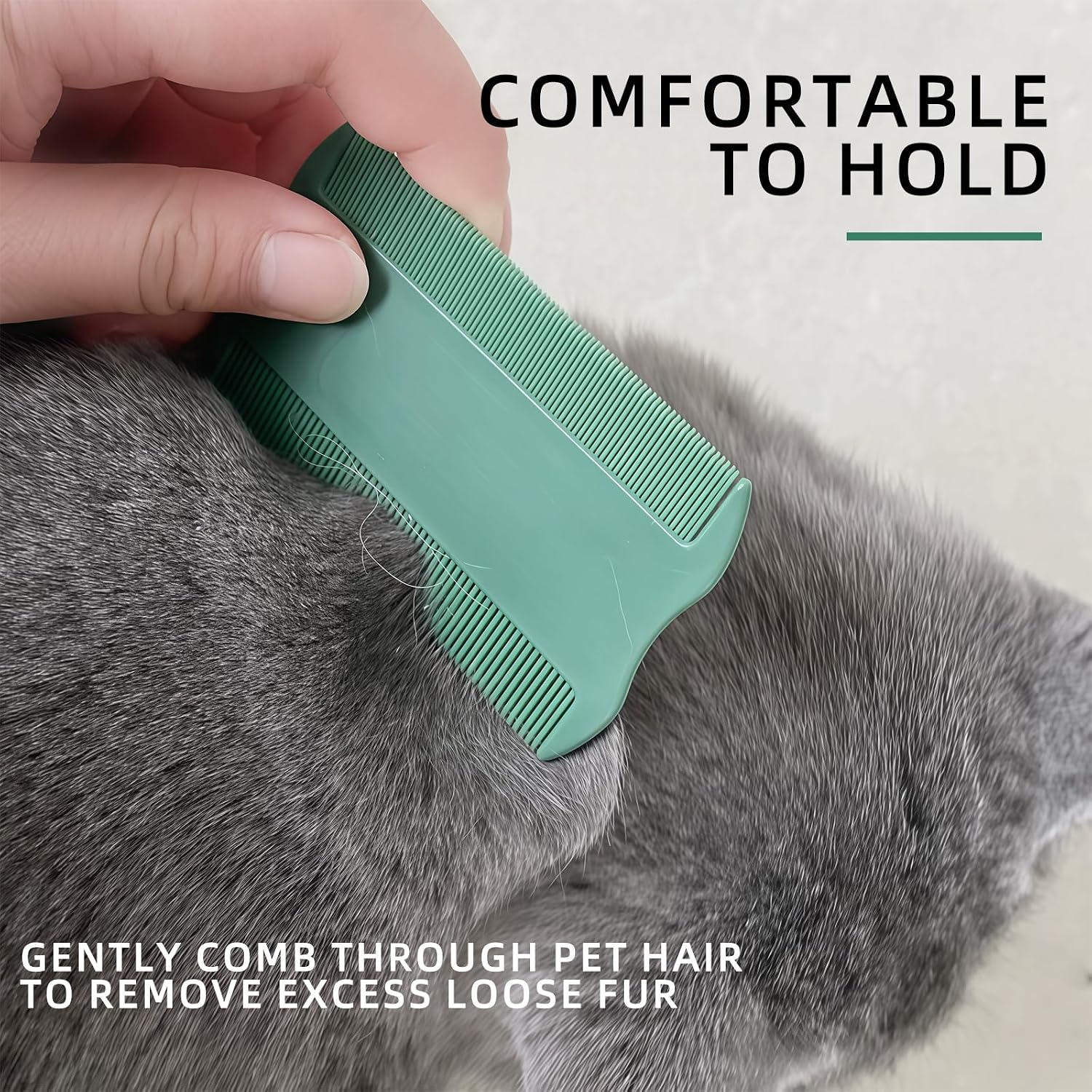 Green Pet Double-Sided Flea Comb Set 3 Pack Dog Lice&Tick Comb Cat Fine&Wide Tooth Comb for Dogs and Cats Remove Loose Hair Dirt Fleas - Image 3