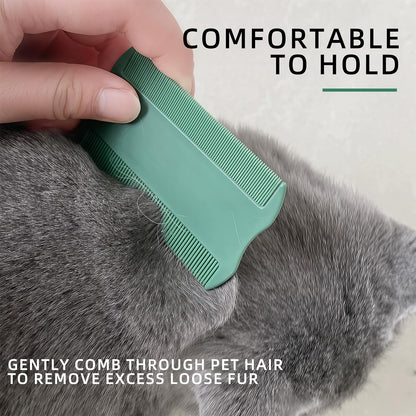 Green Pet Double-Sided Flea Comb Set 3 Pack Dog Lice&Tick Comb Cat Fine&Wide Tooth Comb for Dogs and Cats Remove Loose Hair Dirt Fleas - Image 3