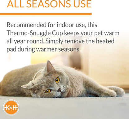 K&H Pet Products Heated Cat Bed Indoor, Thermo-Snuggle Cup Bomber Soft Heated Pet Bed for Large Indoor Cats and Small Dogs, Machine Washable, Waterproof Heated Pad, Safety Listed - 18 X 14in Gray - Image 9