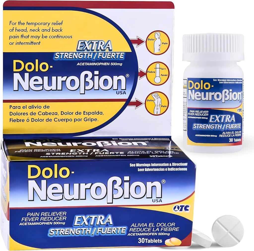 Dolo Neurobion 30 Tablets - Pain Reliever, Fever Reducer, Extra Strength, Fuerte, Alivia el Dolor, Reduce la Fiebre - Image 1