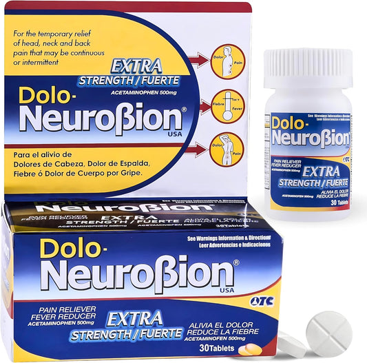 Dolo Neurobion 30 Tablets - Pain Reliever, Fever Reducer, Extra Strength, Fuerte, Alivia el Dolor, Reduce la Fiebre - Image 1